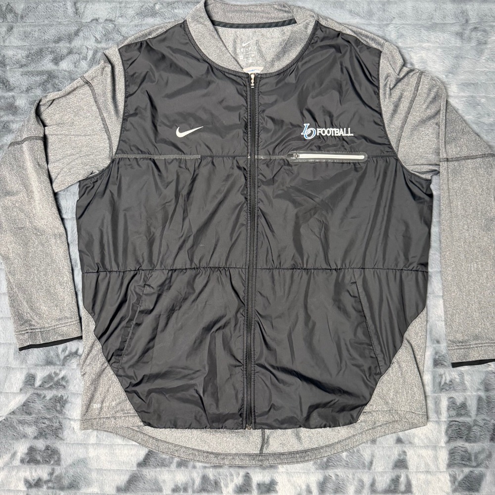 Nike Dri-FIT Mens 2XL Hybrid Full Zip Football Training Jacket Grey 845906-012